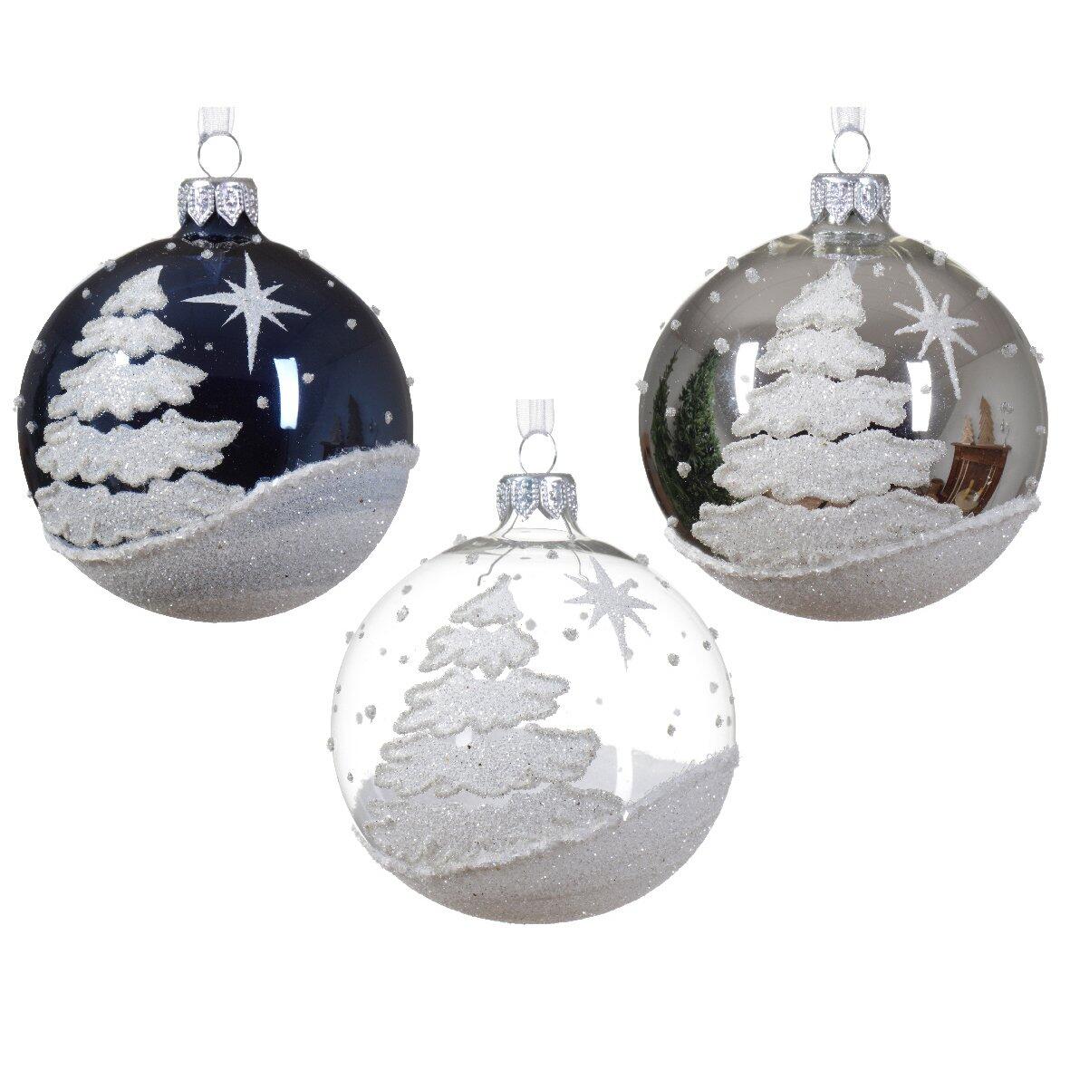 Lot de 6 boules de Noël (D80 mm) en verre Nuit d'hiver  1