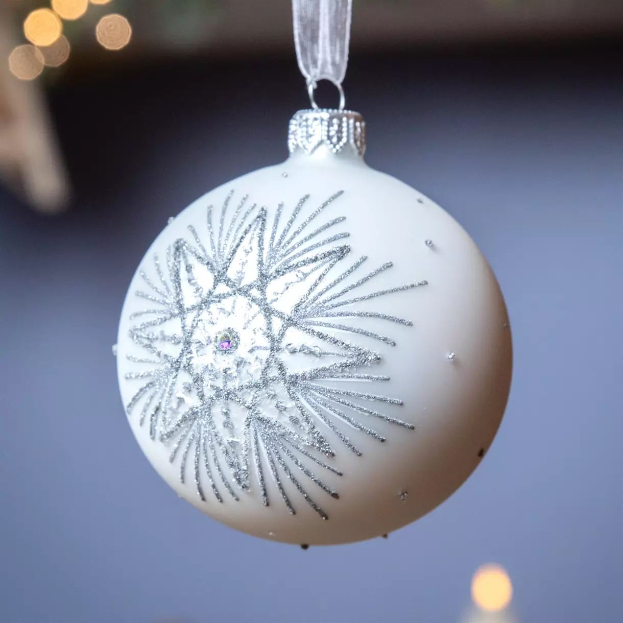 Lot de 6 boules de Noël (D80 mm) en verre Polaris Blanc 1