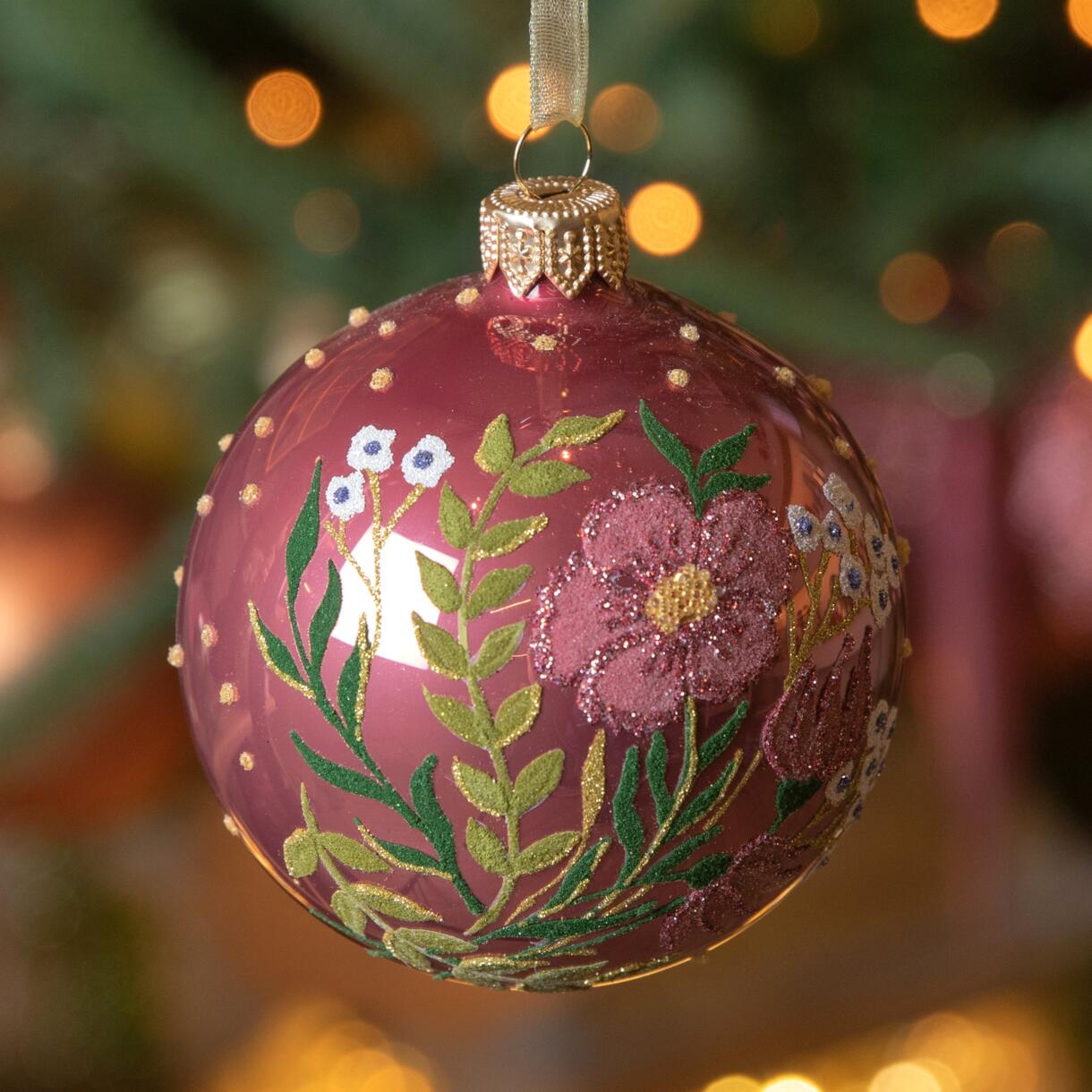 Confezione di 6 palline di Natale (D80 mm) in vetro Jardin Rosa antico 1
