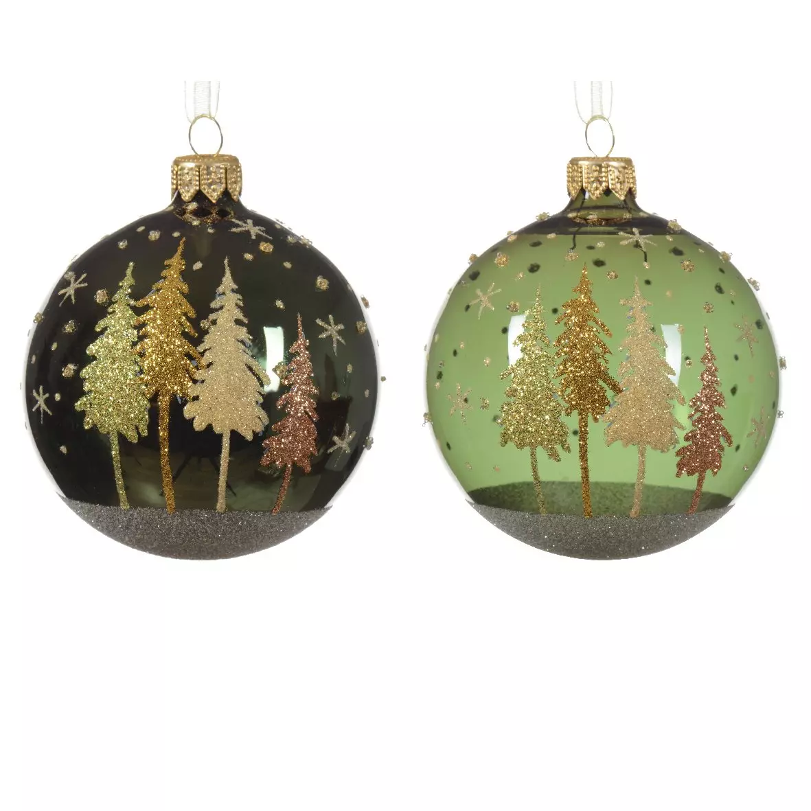 Lot de 6 boules de Noël (D80 mm) en verre Pia Vert sapin 1