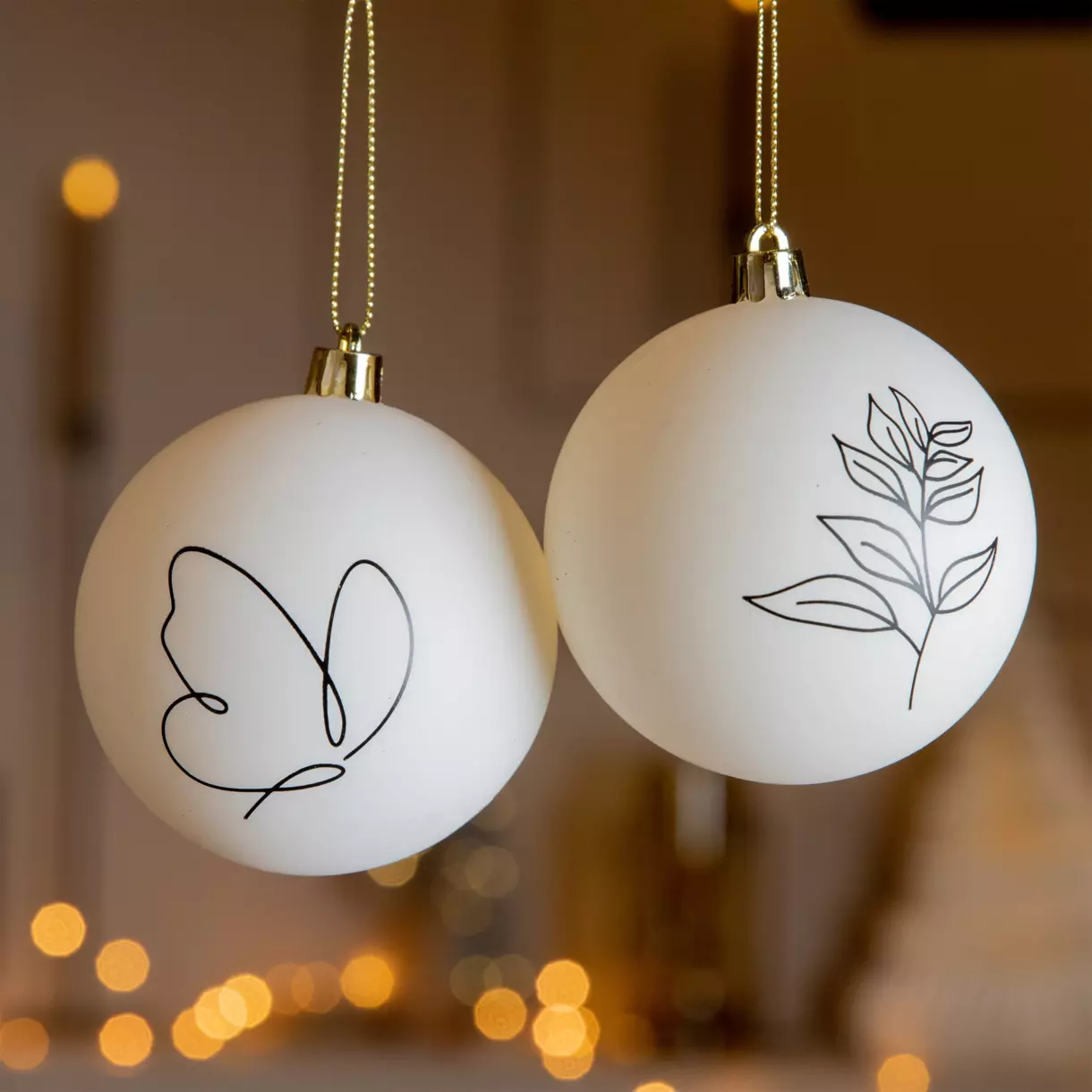 Lot de 12 boules de Noël (D80 mm) Sophia Blanc laine 1