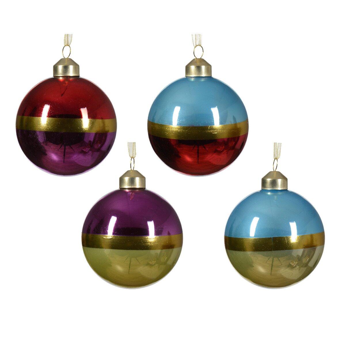 Confezione di 12 palline di Natale (D80 mm) in vetro Clory Multicolore 1