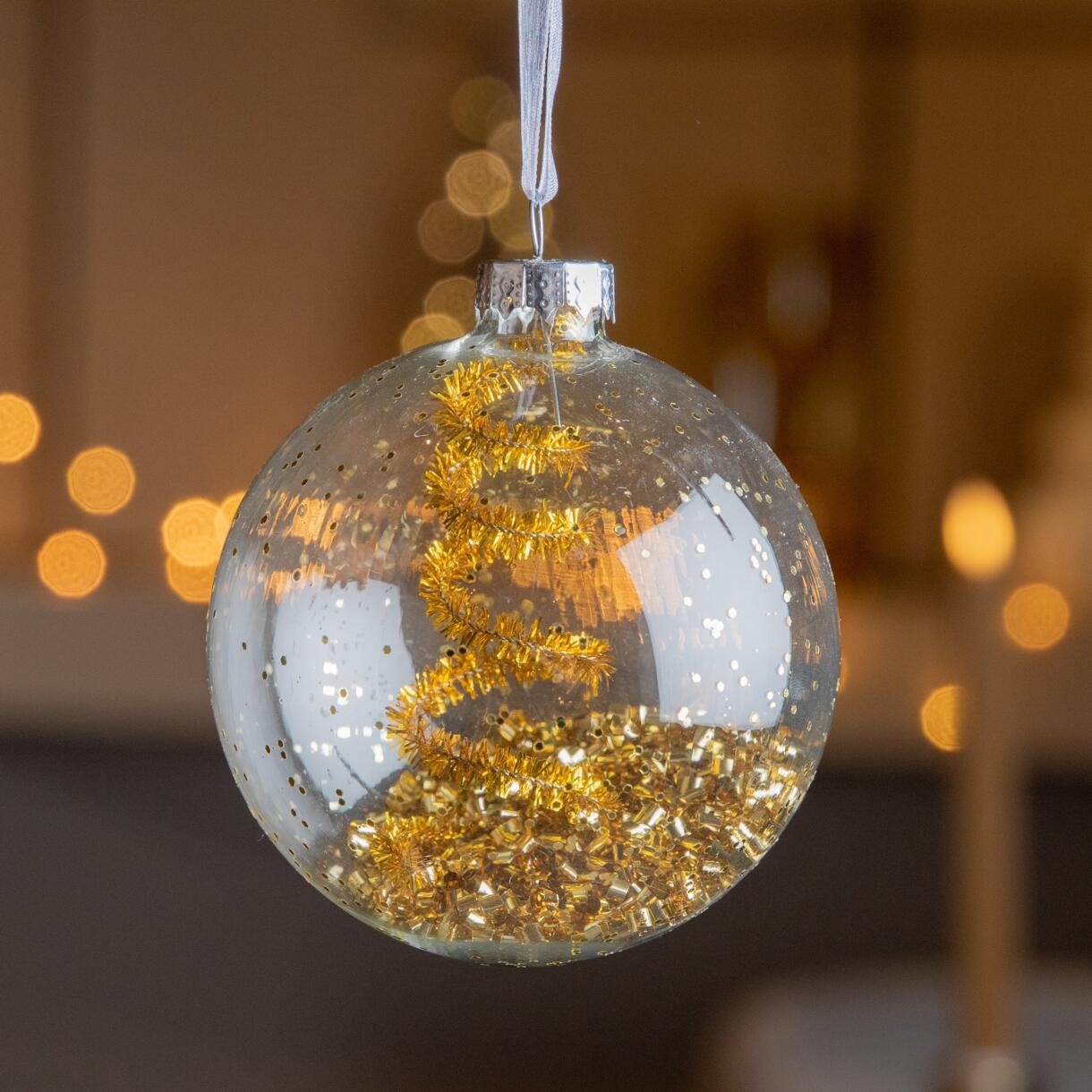 3er Set Weihnachtskugeln (D80 mm) aus Glas Lux Gold 1