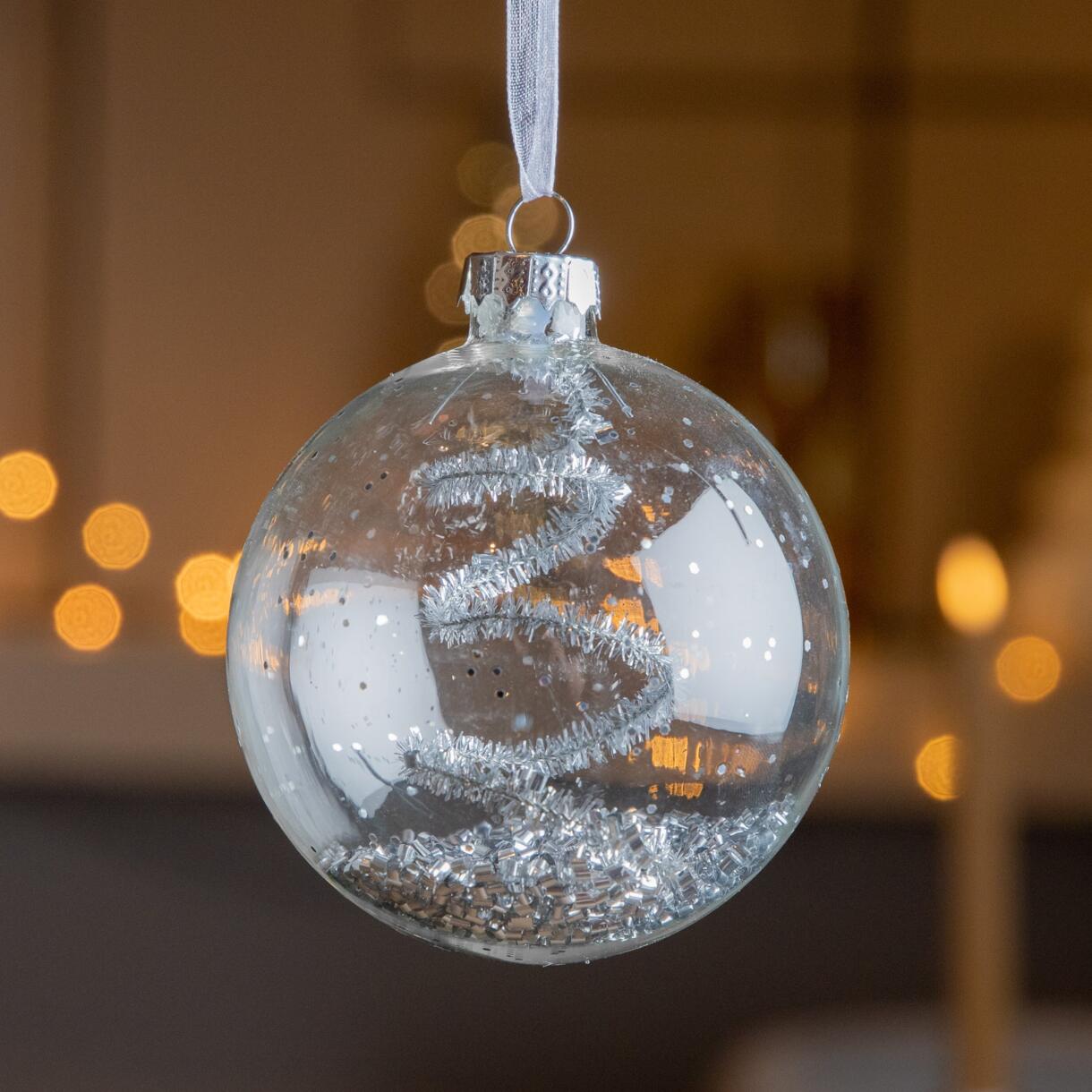 Lote de 3 bolas de Navidad (D80 mm) en vidrio Lux Plata 1