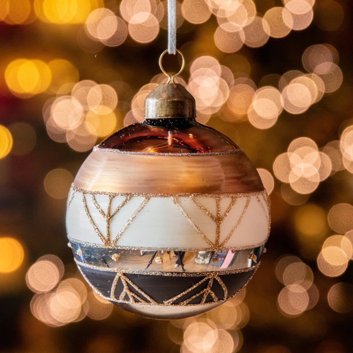 Confezione di 12 palline di Natale (D80 mm) in vetro Gam Marrone 1