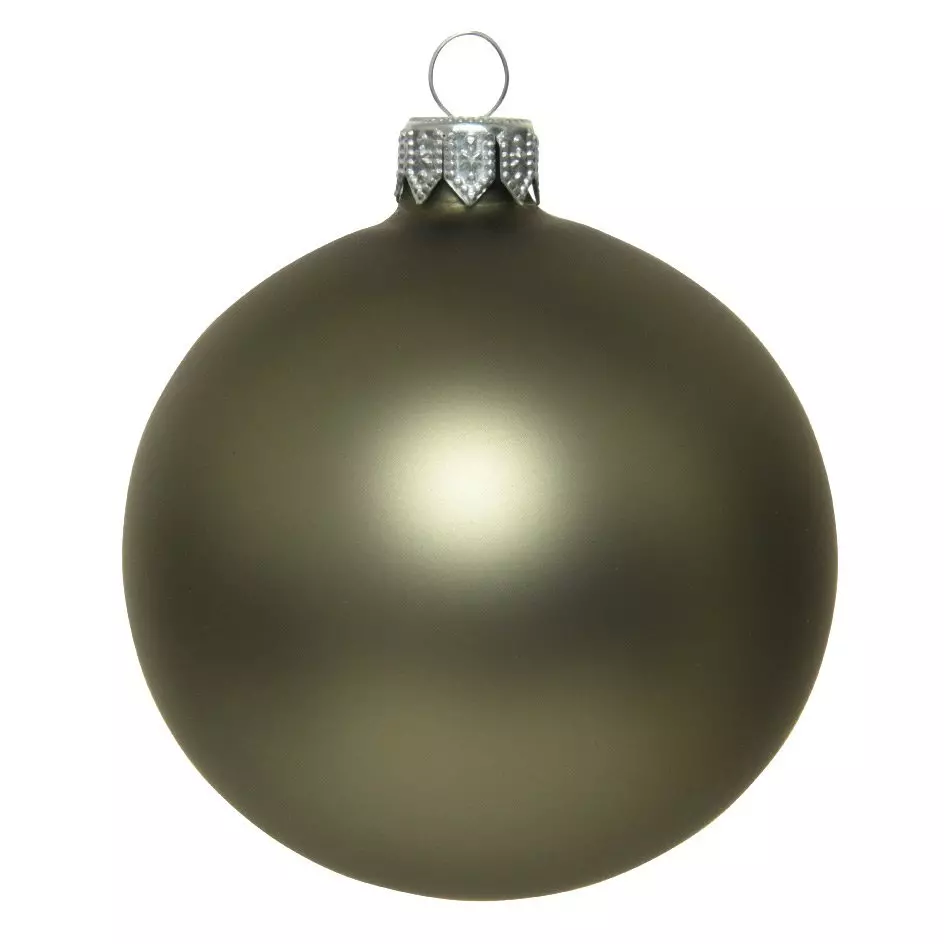 Lote de 4 bolas de Navidad en vidrio (D100 mm) Artico mate Verde musgo  1