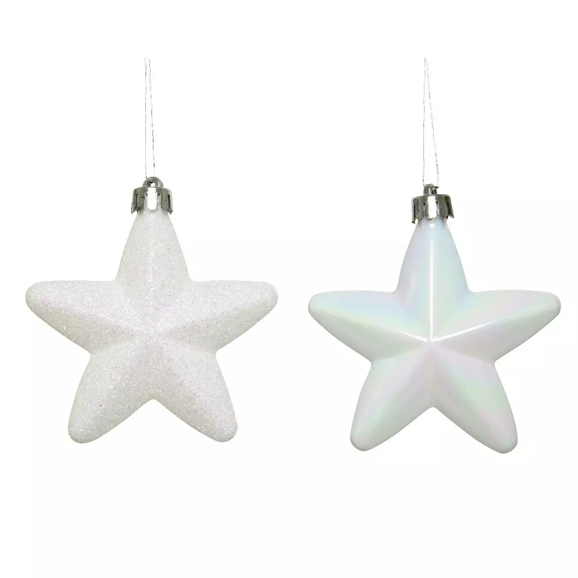 Lot de 6 étoiles de Noël à suspendre Alpine Blanc irisé 1
