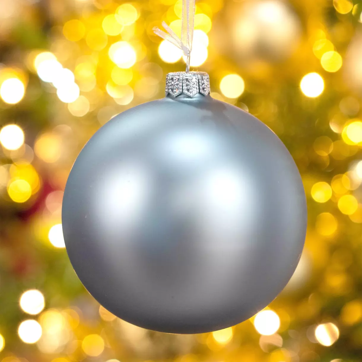 Lote de 4 bolas de Navidad en vidrio (D100 mm) Artico mate Azul pastel  1