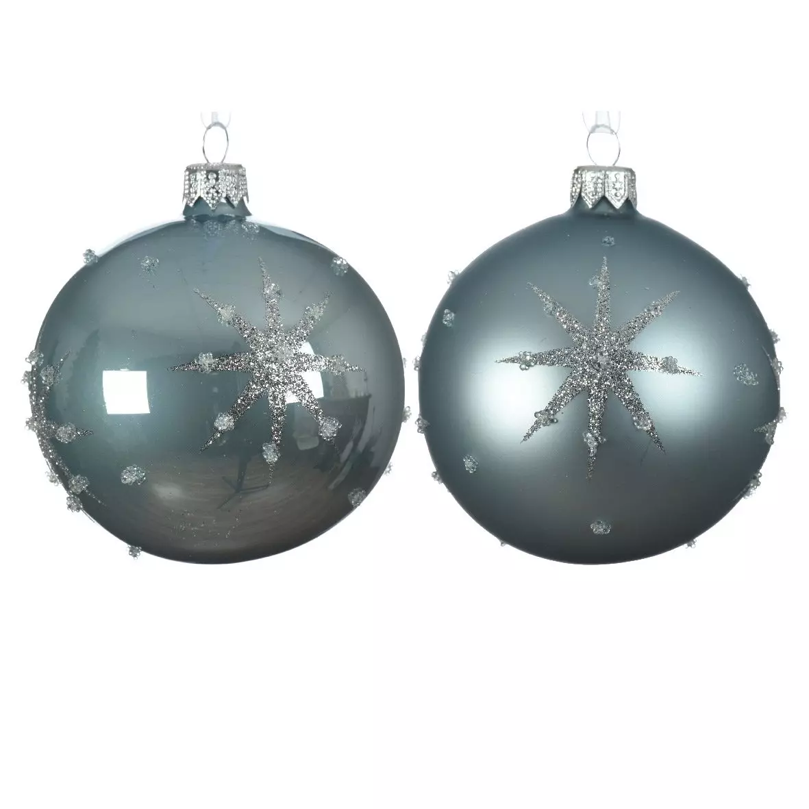 Lote de 6 bolas de Navidad en vidrio (D80 mm) Astre Azul pastel  1