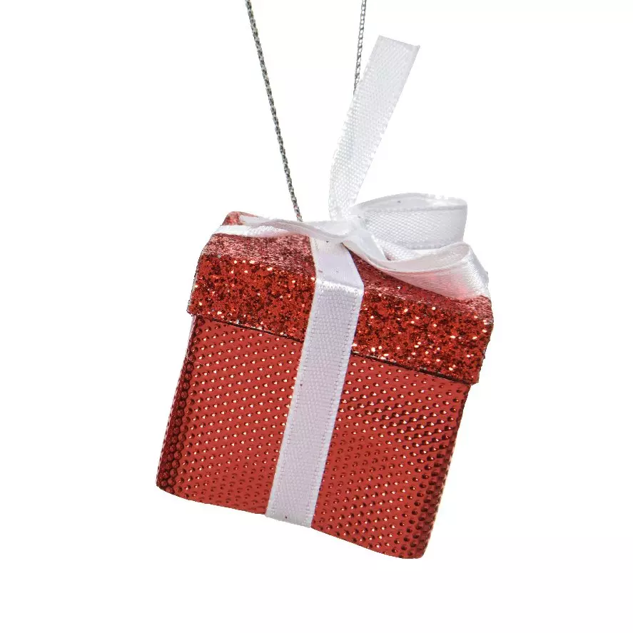 Adorno de fiesta para colgar Regalo cuadrado Rojo 1