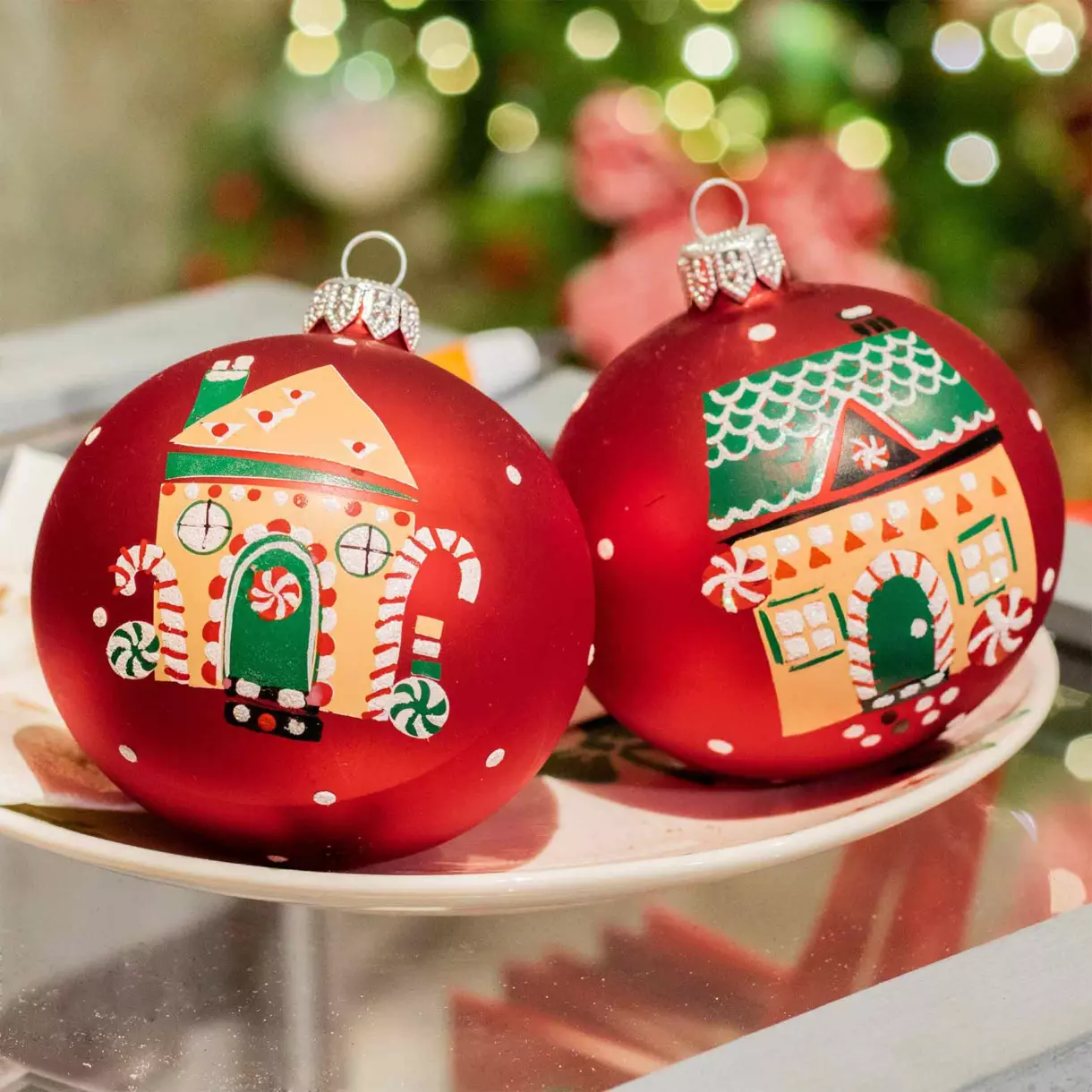 Lot de 6 boules de Noël en verre (D80 mm) Hansel Rouge  1