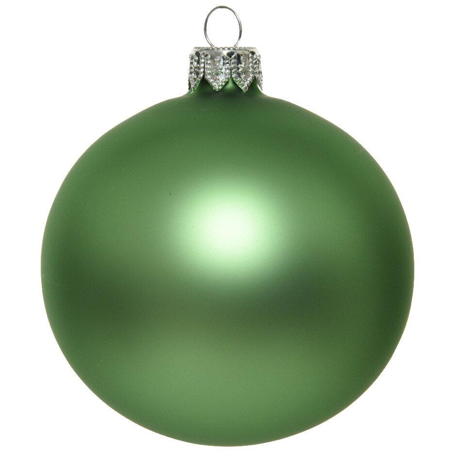 Lote de 4 bolas de Navidad en vidrio (D100 mm) Artico mate Verde muérdago  1