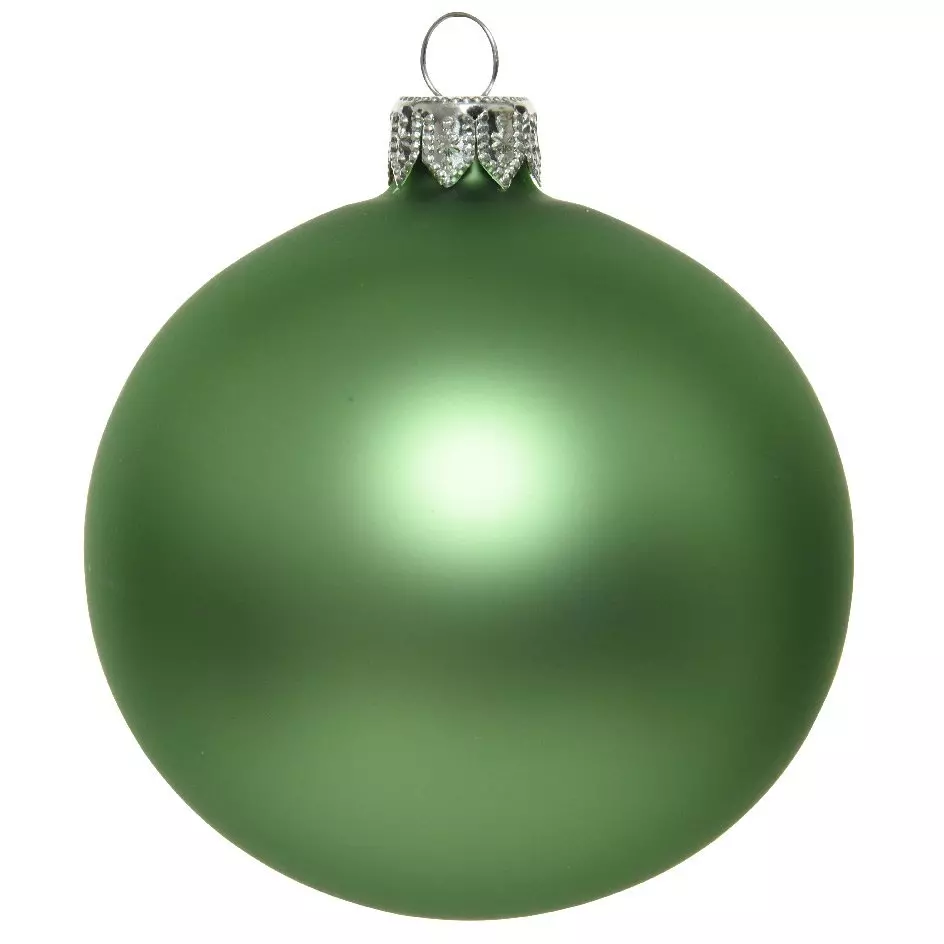 Lot de 4 boules de Noël en verre (D100 mm) Arctique mate Vert gui  1