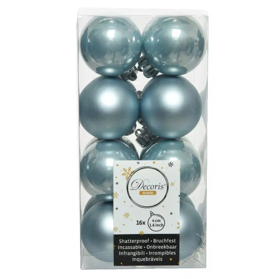 Lot de 16 boules de Noël (D40 mm) Alpine Bleu brumeux 1
