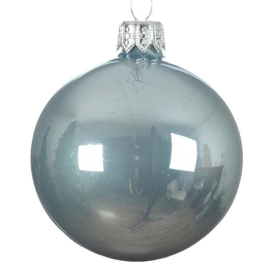 6er set Weihnachtskugeln aus Glas (D80 mm) Arctique Glänzend Sturmblau  1