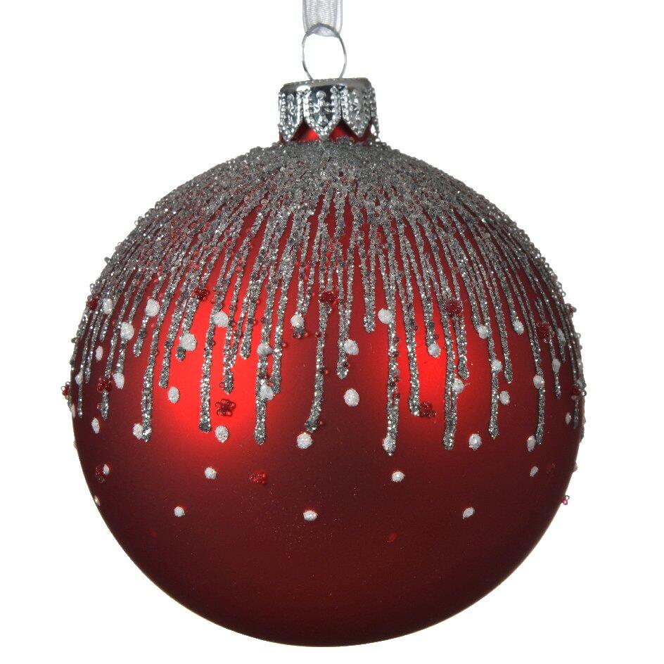 Lotto di 6 palline di Natale di vetro (D80 mm) Riviera Rosso 1