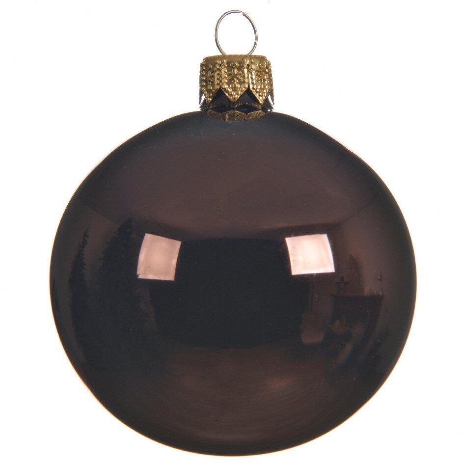 Lotto di 4 palline di Natale di vetro (D100 mm) Arctique brillantes Marrone scuro 1