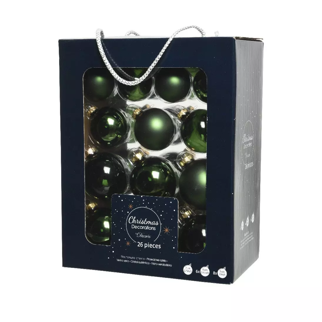 Lote de 26 bolas de Navidad (D70 mm) (D60 mm) (D50 mm) Cristal Verde 1