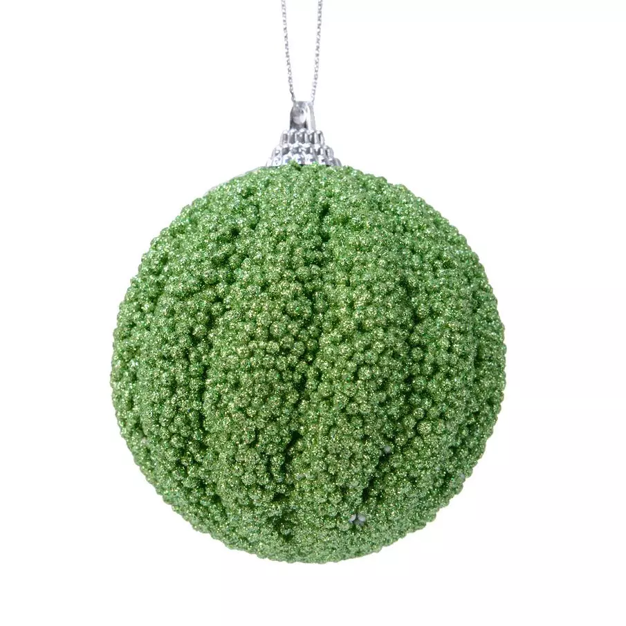Lot de 12 boules de Noël (D80 mm) Etincelle Vert gui 1
