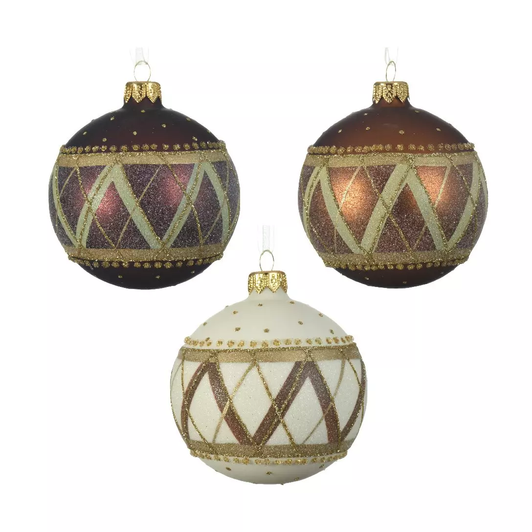 Lote de 6 bolas de Navidad en vidrio Elia Canela 1
