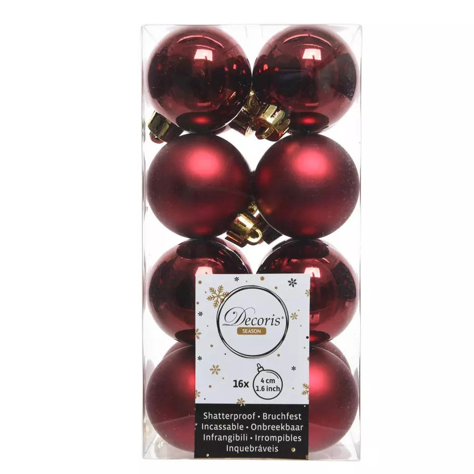 Lot de 16 boules de Noël (D40 mm) Alpine Bordeaux 1