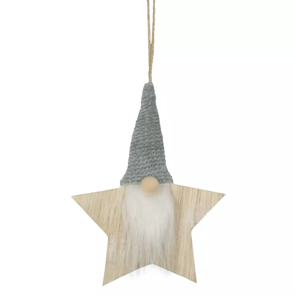 Estrella de Navidad para colgar Papa Noel en madera Gris 1