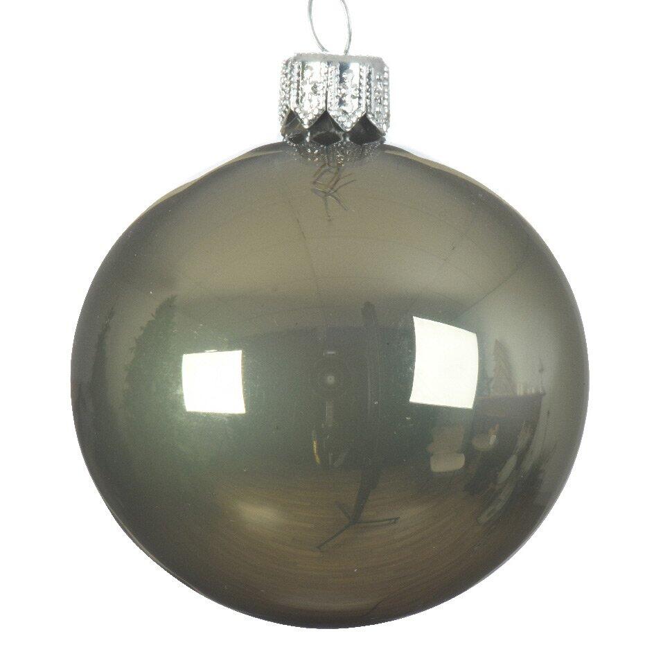 Lotto di 6 palline di Natale di vetro (D80 mm) Arctique brillanti Verde muschio 1
