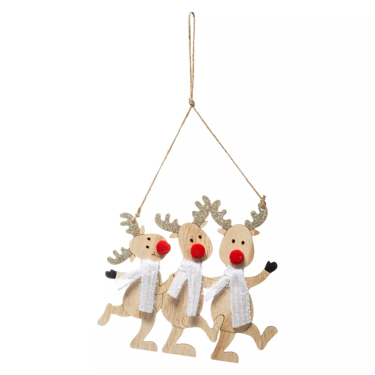 Adorno para colgar Rennes écharpes en bois de Navidad Natural 1