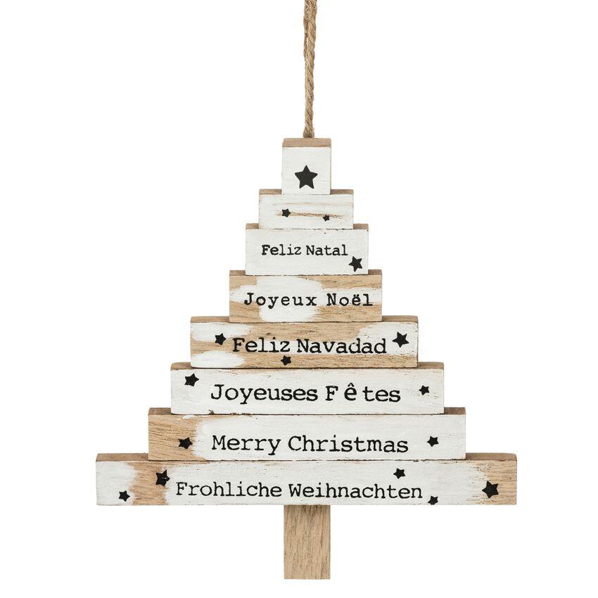 Kerstboom van hout, trapsgewijs om op te hangen Wit 1