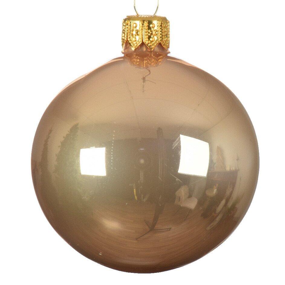Lot de 6 boules de Noël en verre (D80 mm) Arctique brillantes Caramel  1