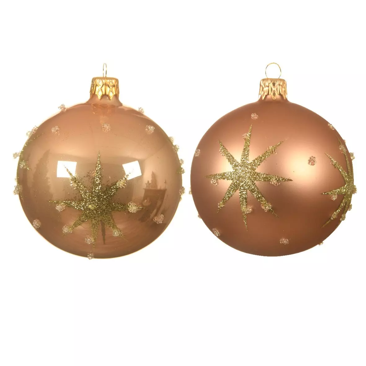 Lote de 6 bolas de Navidad en vidrio (D80 mm) Astre Caramelo  1