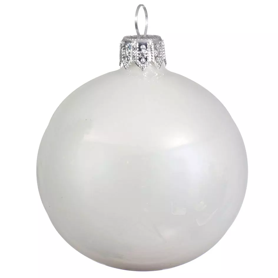 Lot de 4 boules de Noël en verre (D100 mm) Arctique brillantes Blanc  1