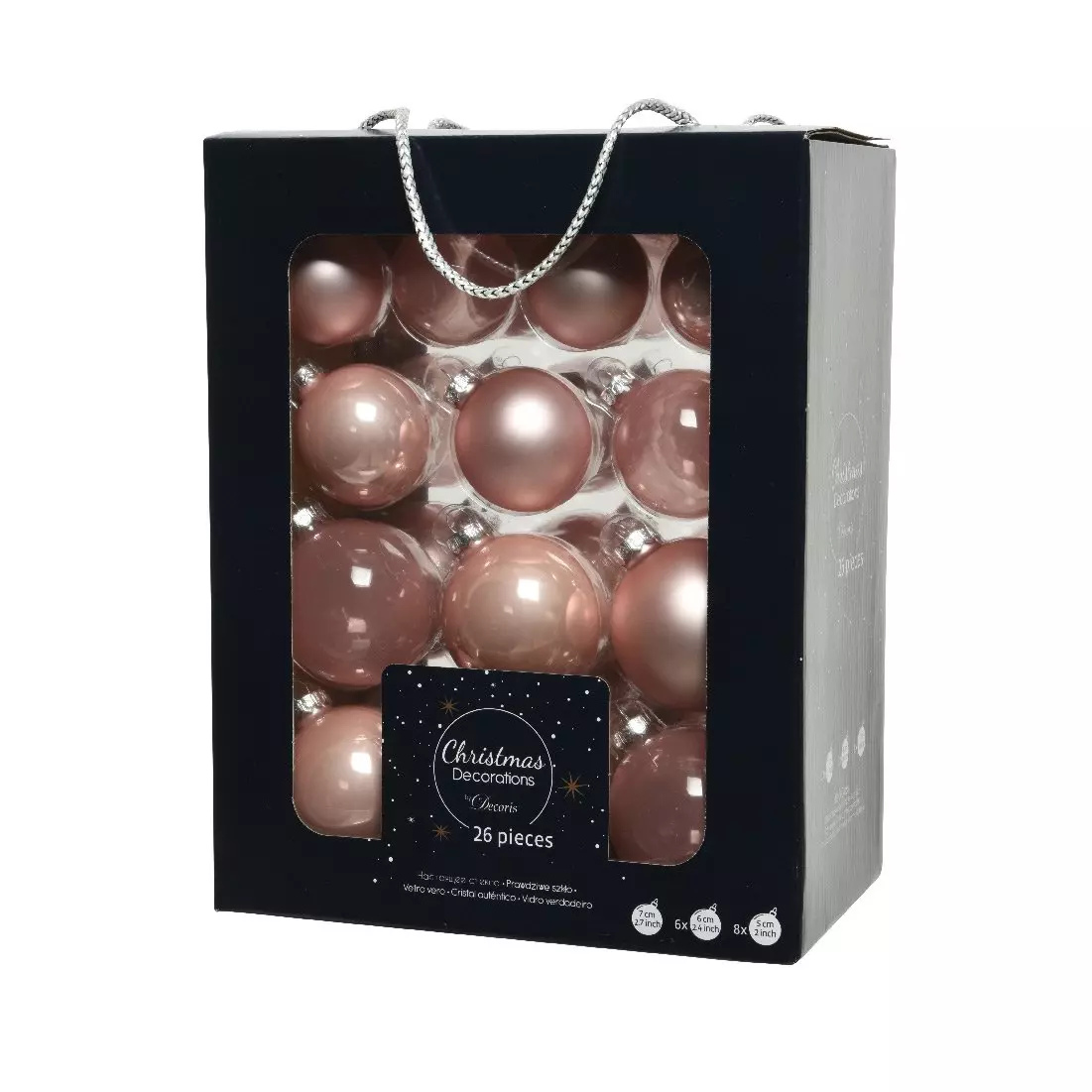 Set van 26 kerstballen (D70 mm) (D60 mm) (D50 mm) Cristal poederroze 1