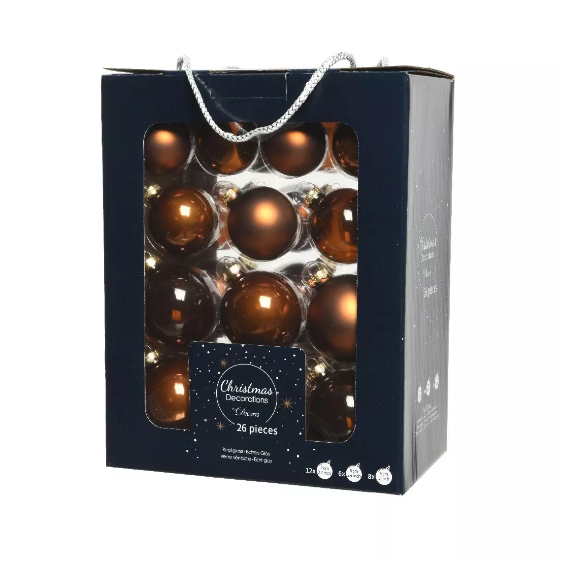 Lote de 26 bolas de Navidad (D70 mm) (D60 mm) (D50 mm) Cristal Canela 1