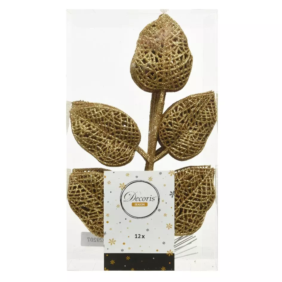 Set van 12 bladeren Alpine hangdecoratie Goud 1