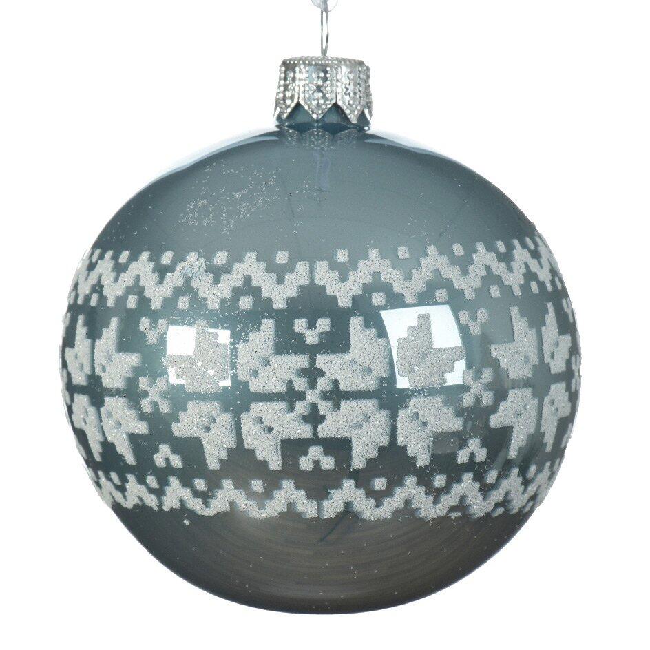 Lotto di 6 palline di Natale di vetro (D80 mm) Scintilla Blu nebbia 1