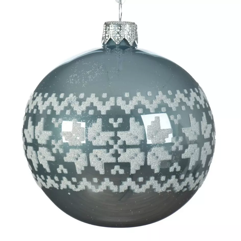 Lot de 6 boules de Noël en verre (D80 mm) Nordic Bleu brumeux  1