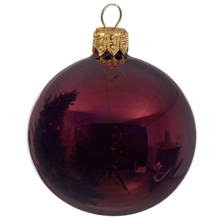 Set van 6 glazen kerstballen (D80 mm) Arctique brillantes Bordeauxrood  1