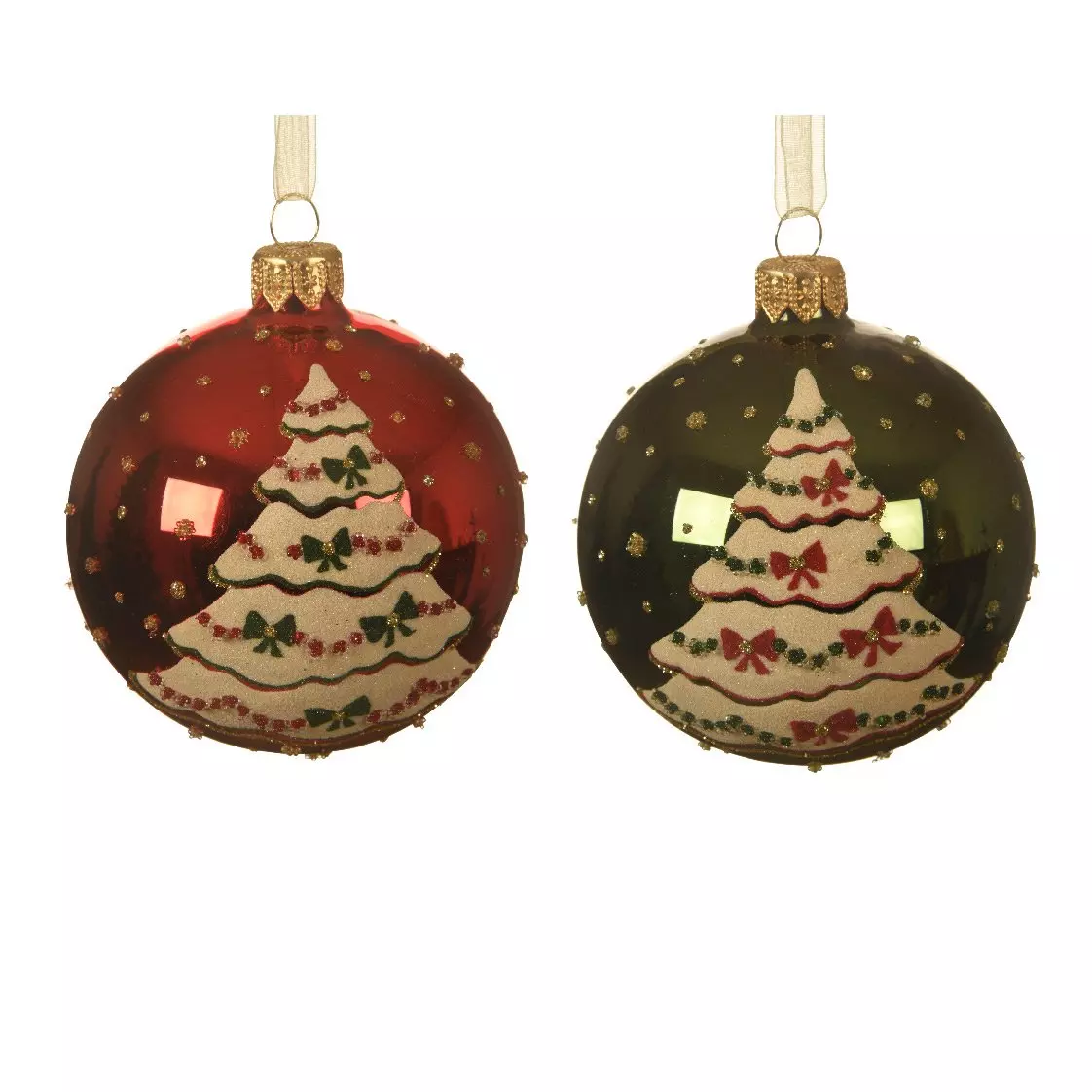 Lot de 6 boules de Noël en verre (D80 mm) Sapin de fête Rouge  1