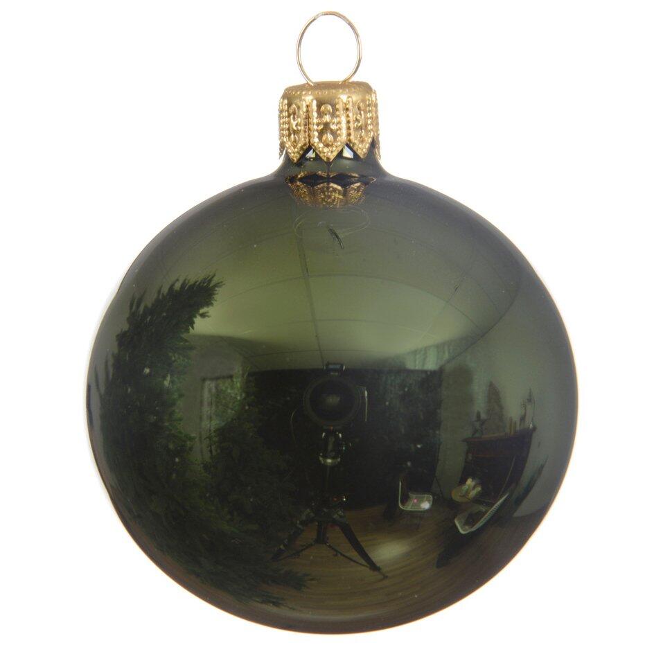 Lotto di 6 palline di Natale di vetro (D80 mm) Scintilla Verde abete 1