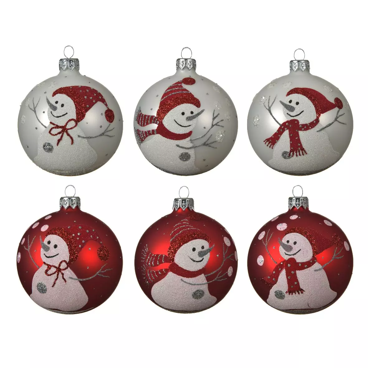 Lot de 6 boules de Noël en verre (D80 mm) Emilio Rouge  1