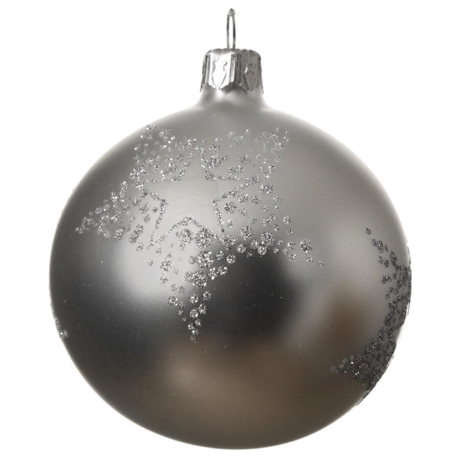 Lote de 6 bolas de Navidad en vidrio (D80 mm) Alix Plata  1