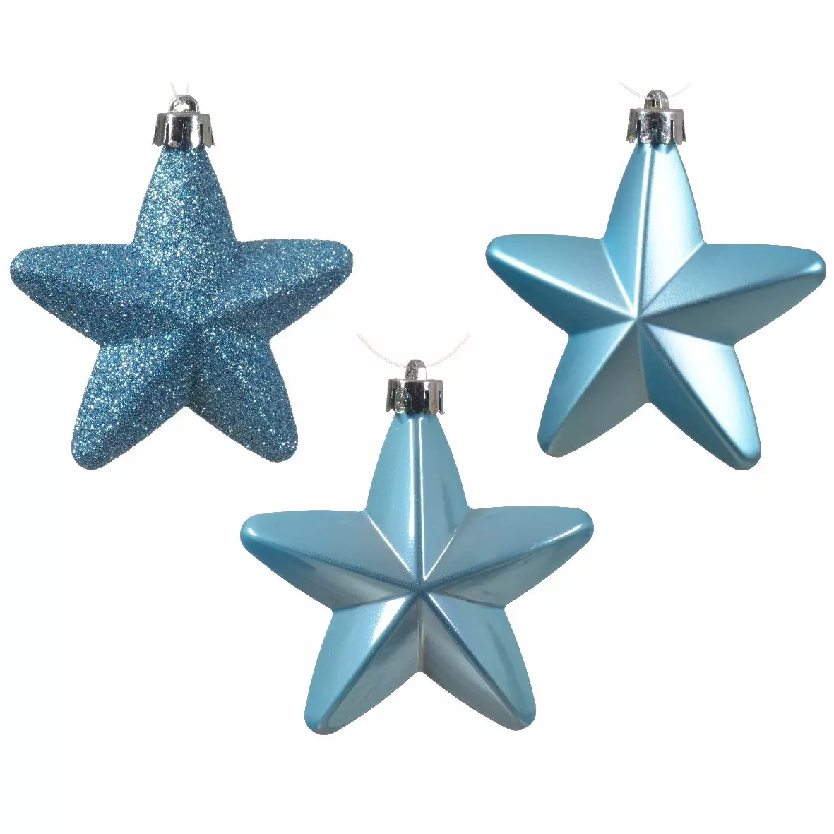 Lote de 6 estrellas de Navidad Alpine Azul destello 1