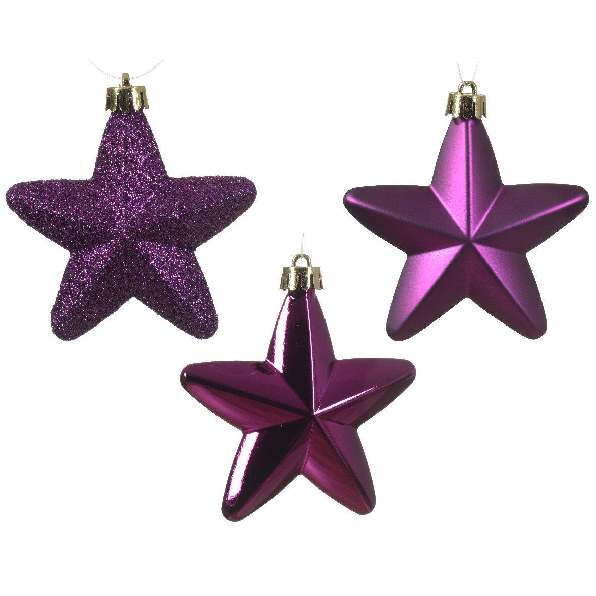 Lote de 6 estrellas de Navidad Alpine Violeta 1