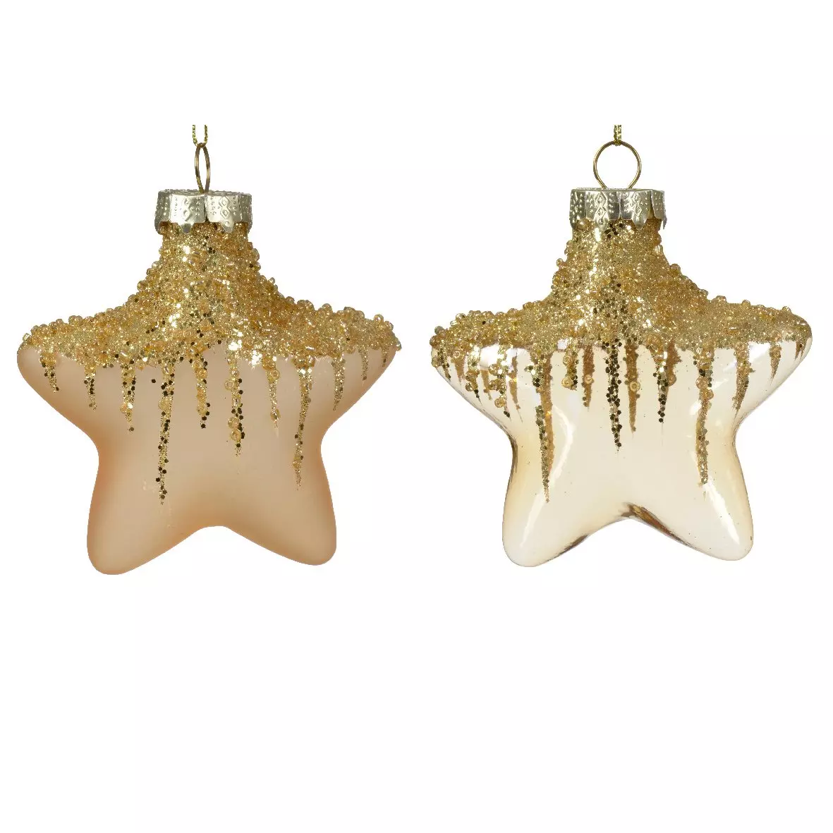 Set van 2 glazen kerststerren Arctique Goud 1