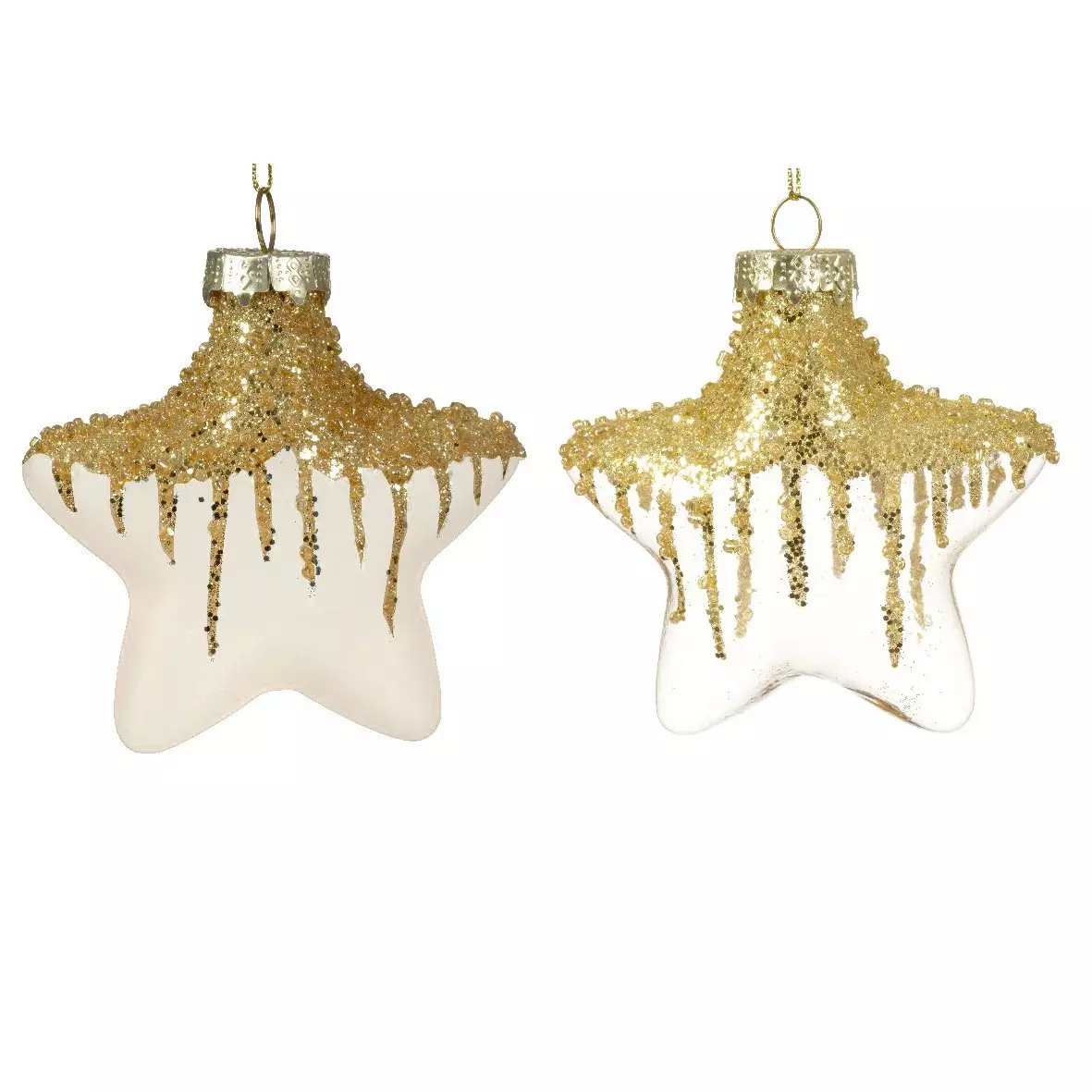 Set van 2 glazen kerststerren Arctique wolwit 1