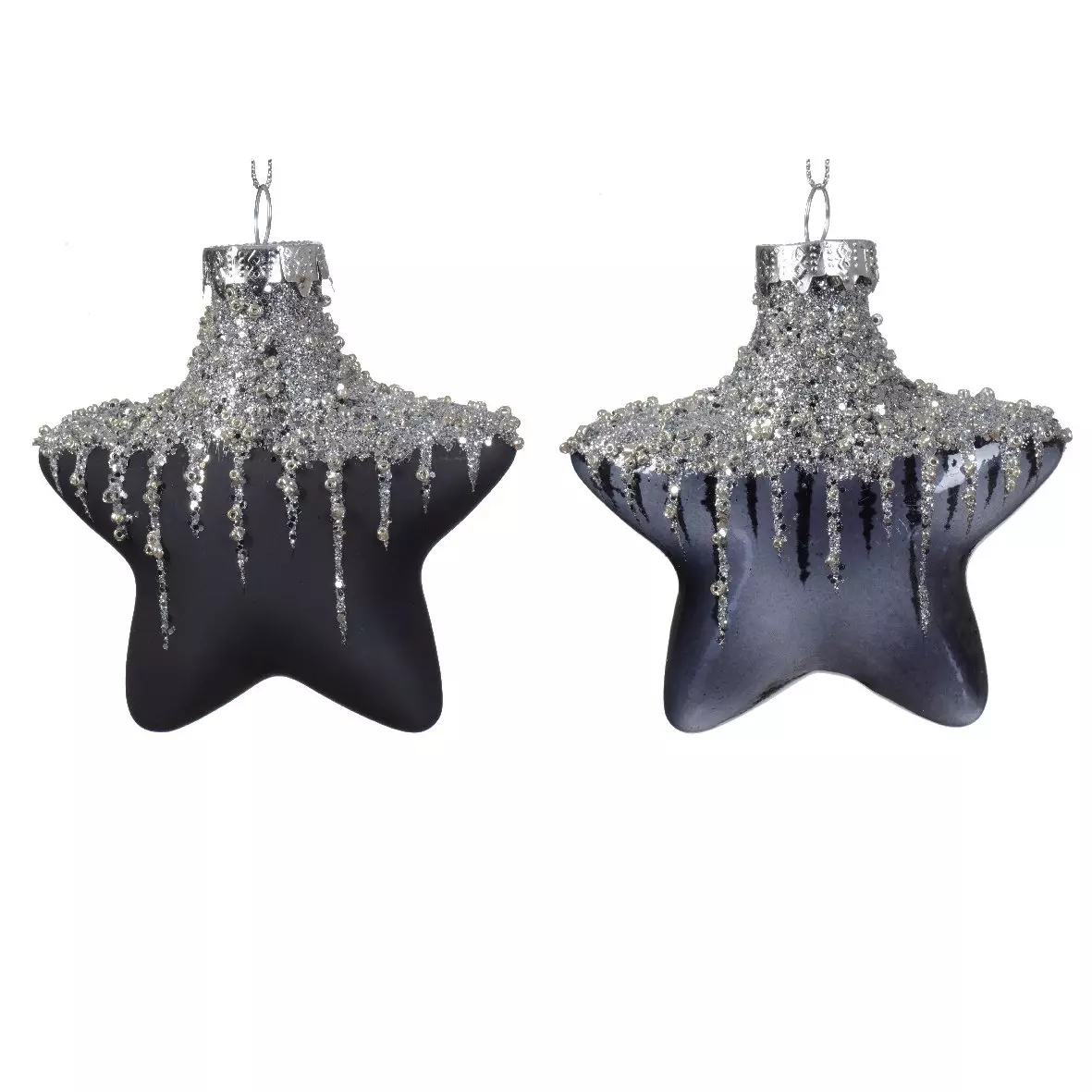 Lote de 2 estrellas de Navidad en vidrio Arctique Negro 1