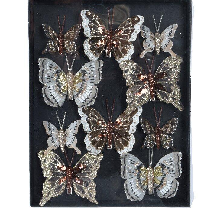 Set di 10 farfalle en verre Nuit de Noël Grigio 1