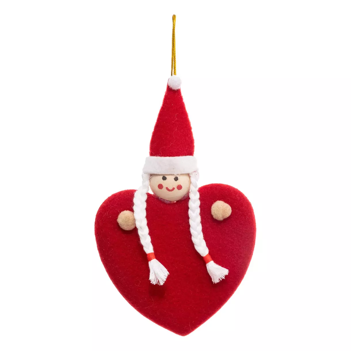 Poupée coeur de Noël à suspendre Rouge 1
