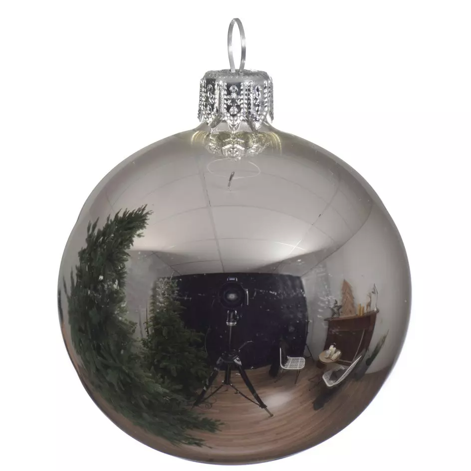 4er set Weihnachtskugeln aus Glas (D100 mm) Arctique Glänzend Silber  1